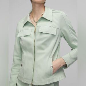 NWT White House Black Market Sage Mint Zip Front Moto Jacket